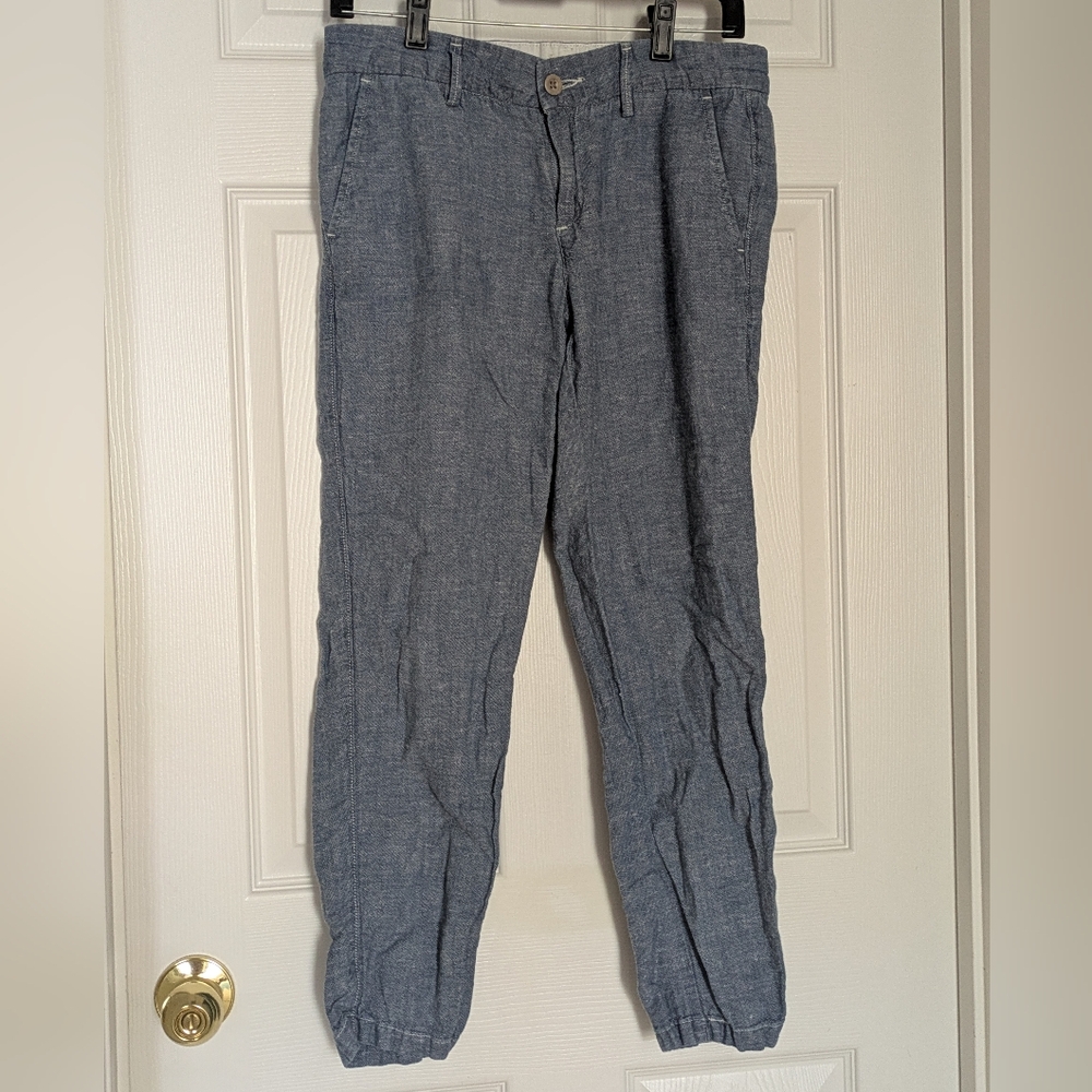 Levi's Women's Linen Blend Lightweight Tapered Ankle Blue Pants  Size 26 Casual